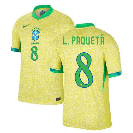 Youth 2024 Brazil Home Replica JerseyL.PAQUETA 8