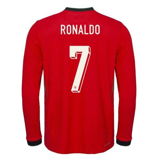 2024 Portugal Home Ronaldo 7 Long Sleeve Authentic Jersey