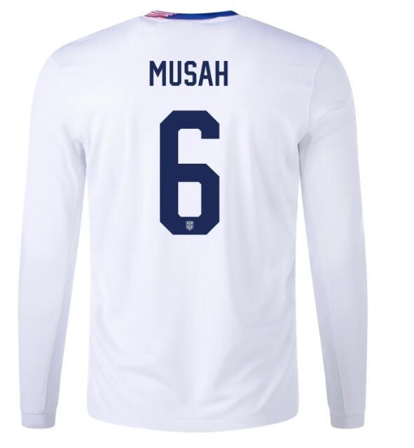 2024 United States MUSAH 6 Home Long Sleeve Replica Jersey