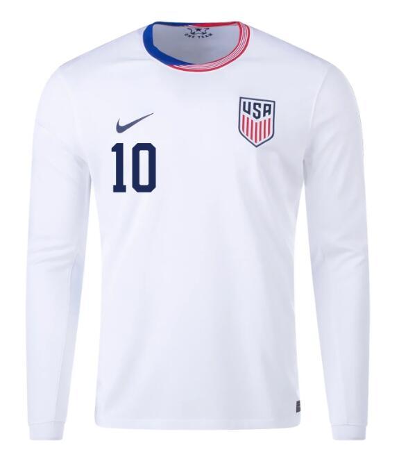 2024 United States PULISIC 10 Home Long Sleeve Replica Jersey