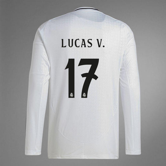 2024-25 Real Madrid Home LUCAS V. 17 Long Sleeve Replica Jersey