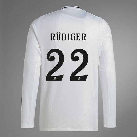 2024-25 Real Madrid Home RUDIGER 22 Long Sleeve Replica Jersey