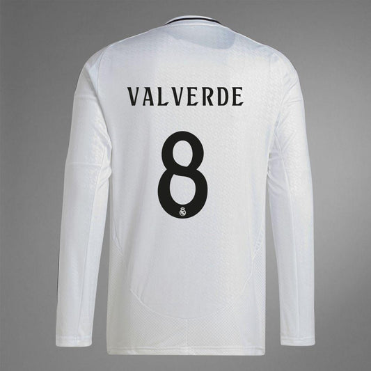 2024-25 Real Madrid Home VALVERDE 8 Long Sleeve Replica Jersey