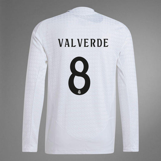 2024-25 Real Madrid Home VALVERDE 8 Long Sleeve Authentic Jersey