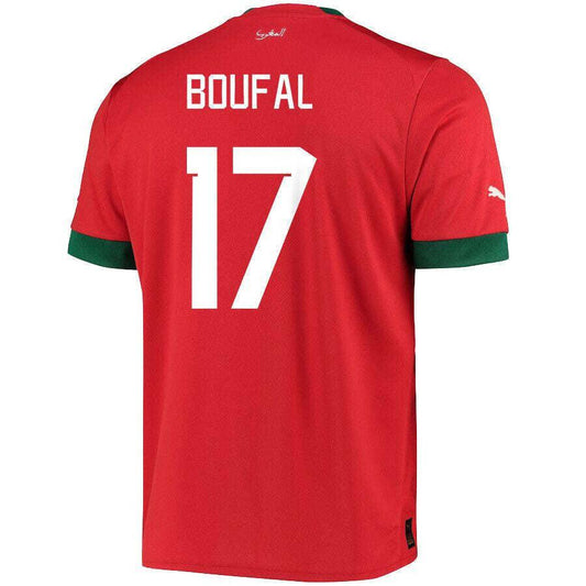 Youth AFCON Morocco Home Sofiane Boufal # 17 Soccer Replica Jersey 2024