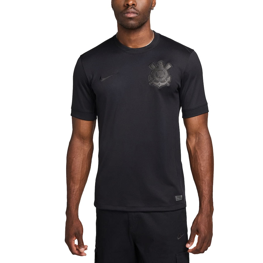 Men's Nike Black Corinthians 2024/25 Away Replica Jersey - Customizable