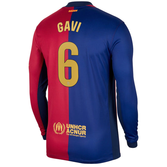 Men's Nike Gavi Royal Barcelona 2024/25 Home Long Sleeve Replica Player Jersey