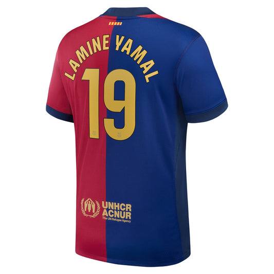 Men's Nike Lamine Yamal Royal Barcelona 2024/25 Home Replica Player Jersey