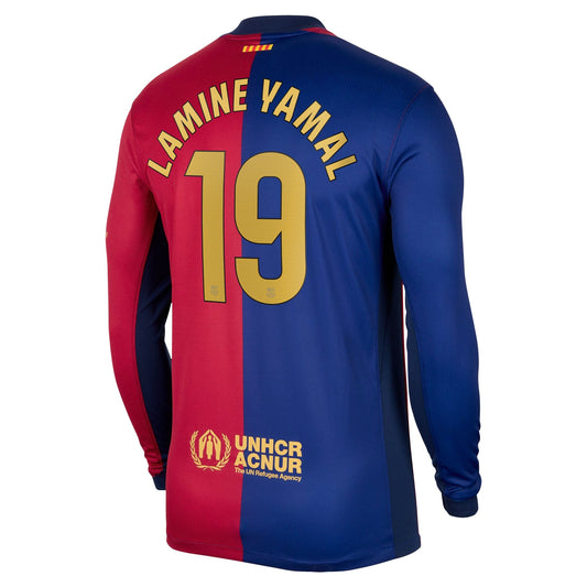 Men's Nike Lamine Yamal Royal Barcelona 2024/25 Home Replica Player Long Sleeve Jersey