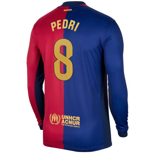 Men's Nike Pedri Royal Barcelona 2024/25 Home Long Sleeve Replica Player Jersey