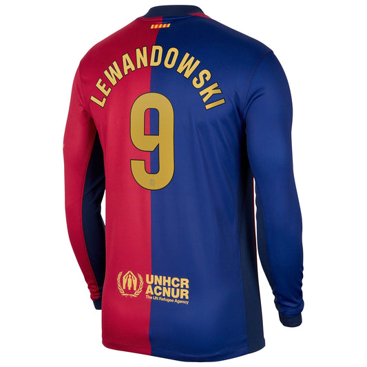 Men's Nike Robert Lewandowski Royal Barcelona 2024/25 Home Long Sleeve Replica Player Jersey