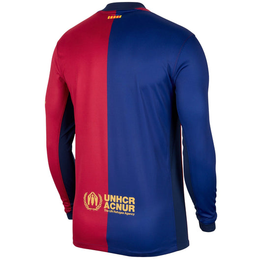 Men's Nike Royal Barcelona 2024/25 Home Long Sleeve Replica Jersey - Customizable