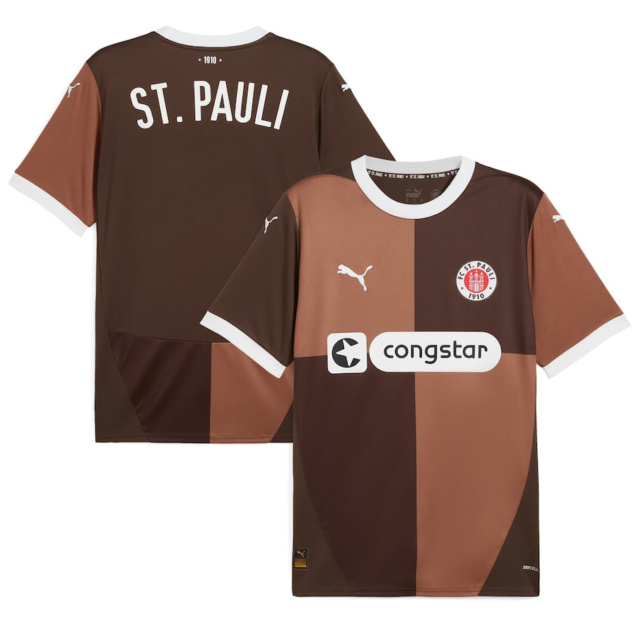 Men's Puma Brown St. Pauli 2024/25 Home Replica Jersey - Customizable