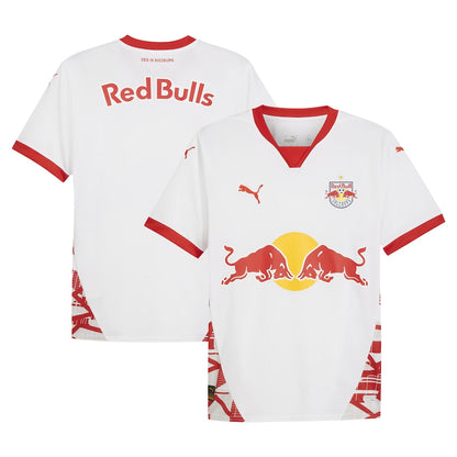 Men's Puma White Red Bull Salzburg 2024/25 Home Replica Jersey - Customizable