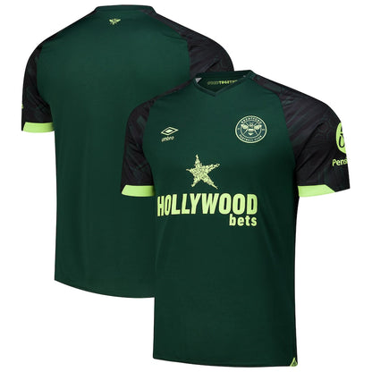 Men's Umbro Black/Green Brentford FC 2024/25 Third Replica Jersey - Customizable