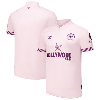 Men's Umbro Pink Brentford FC 2024/25 Away Replica Jersey - Customizable