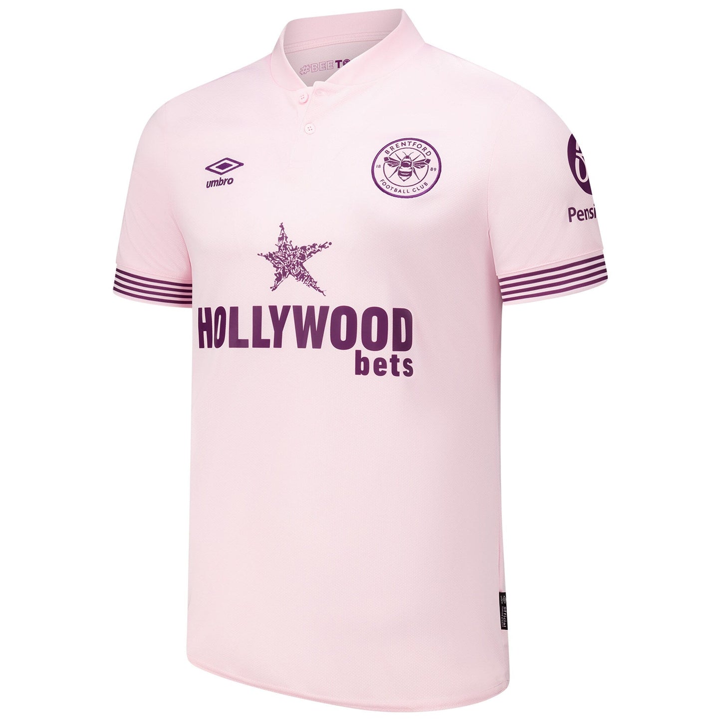 Men's Umbro Pink Brentford FC 2024/25 Away Replica Jersey - Customizable