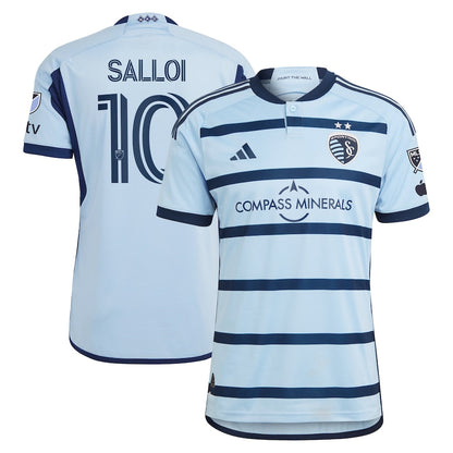 Men's adidas Daniel Salloi Light Blue Sporting Kansas City 2024 Hoops 4.0 Authentic Player Jersey