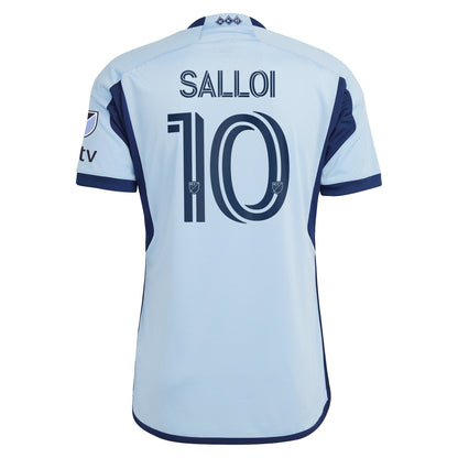 Men's adidas Daniel Salloi Light Blue Sporting Kansas City 2024 Hoops 4.0 Authentic Player Jersey