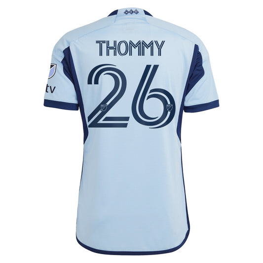 Men's adidas Erik Thommy Light Blue Sporting Kansas City 2024 Hoops 4.0 Authentic Player Jersey