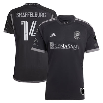 Men's adidas Jacob Shaffelburg Black Nashville SC 2024 Man In Black Kit Authentic Player Jersey