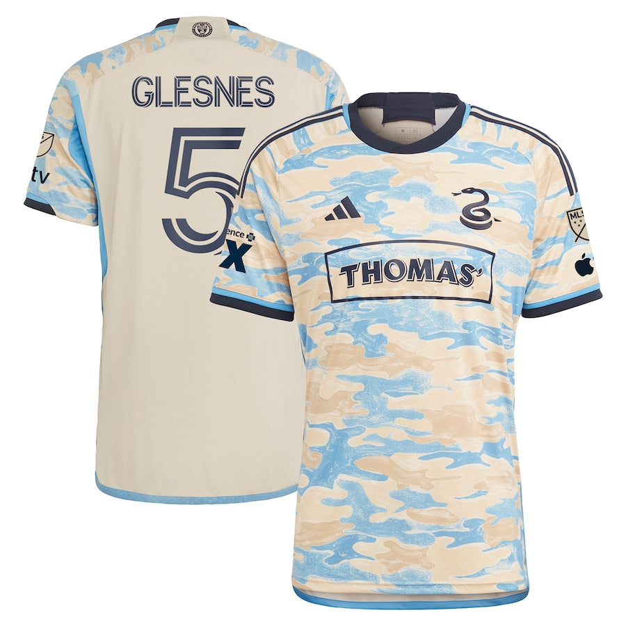 Men's adidas Jakob Glesnes Tan Philadelphia Union 2024 Authentic Secondary Player Jersey