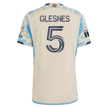 Men's adidas Jakob Glesnes Tan Philadelphia Union 2024 Authentic Secondary Player Jersey