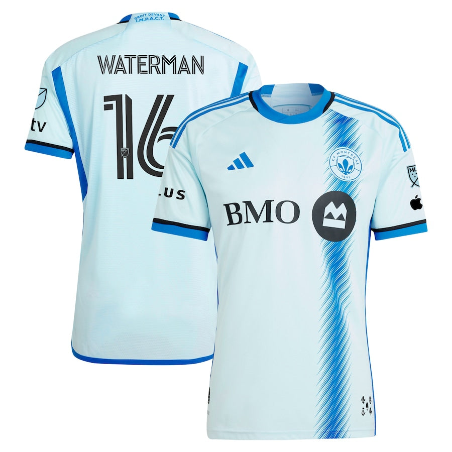 Men's adidas Joel Waterman Light Blue CF Montreal 2024 La Main Authentic Player Jersey