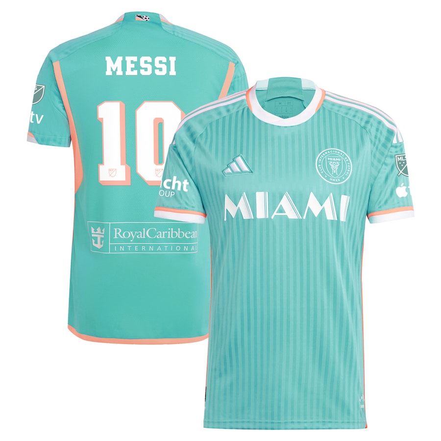 Men's adidas Lionel Messi Aqua Inter Miami CF 2024 Archive Authentic Jersey