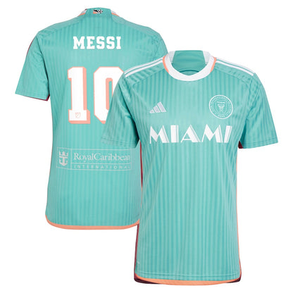 Men's adidas Lionel Messi Aqua Inter Miami CF 2024 Archive Replica Player Jersey