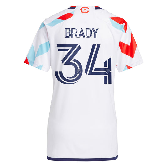 Women's adidas Chris Brady White Chicago Fire 2024 A Kit For All Replica Player Jersey