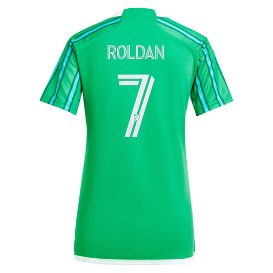 Women's adidas Cristian Roldan Green Seattle Sounders FC 2024 The Anniversary Kit Replica Player Jersey