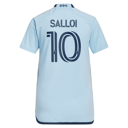 Women's adidas Daniel Salloi Light Blue Sporting Kansas City 2024 Hoops 4.0 Replica Player Jersey