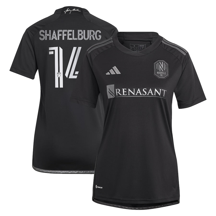 Women's adidas Jacob Shaffelburg Black Nashville SC 2024 Man In Black Kit Replica Player Jersey