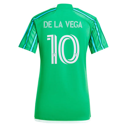 Women's adidas Pedro de la Vega Green Seattle Sounders FC 2024 The Anniversary Kit Replica Player Jersey