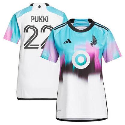 Women's adidas Teemu Pukki White Minnesota United FC 2024 The Northern Lights Kit Replica Player Jersey