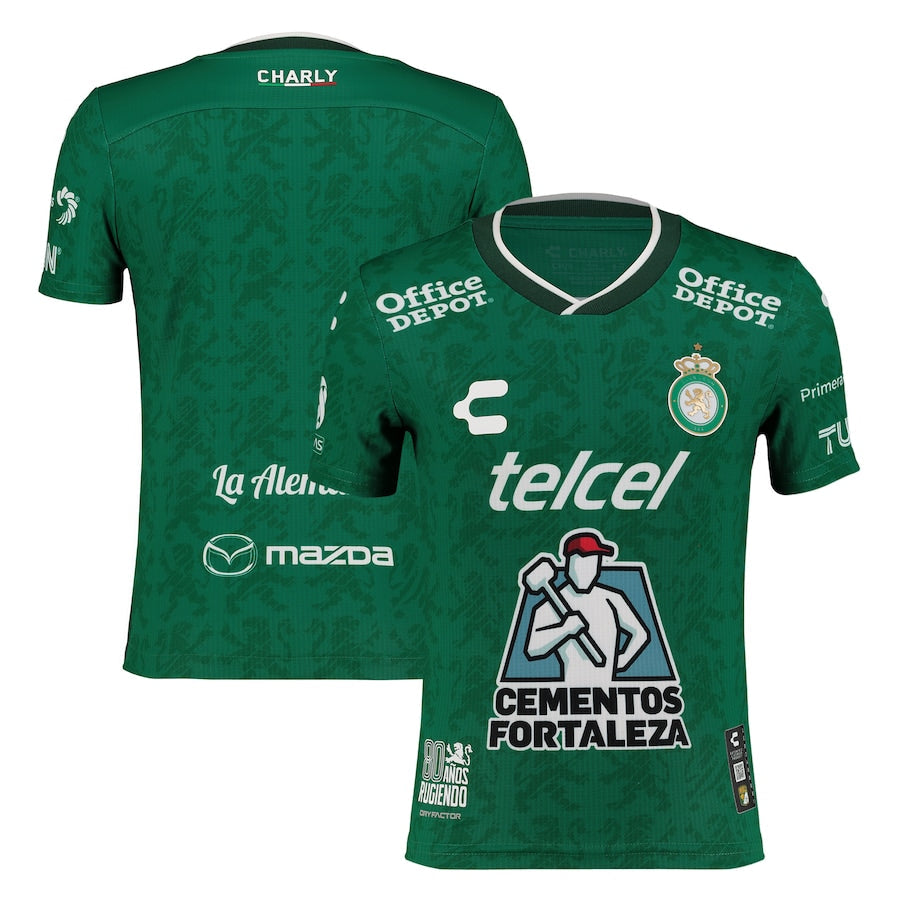 Youth Charly Green/White Club Leon 2024/25 Home Authentic Jersey - Customizable