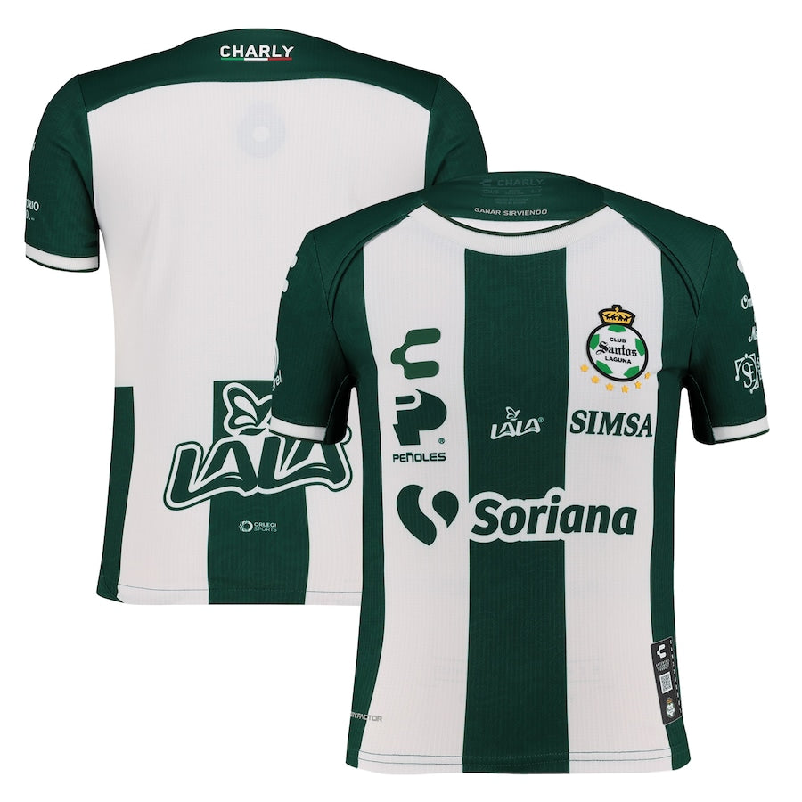 Youth Charly Green/White Santos Laguna 2024/25 Home Authentic Jersey - Customizable