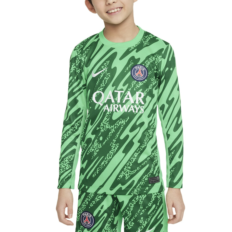 Youth Nike Green Paris Saint-Germain 2024/25 Goalkeeper Replica Stadium Long Sleeve Jersey - Customizable