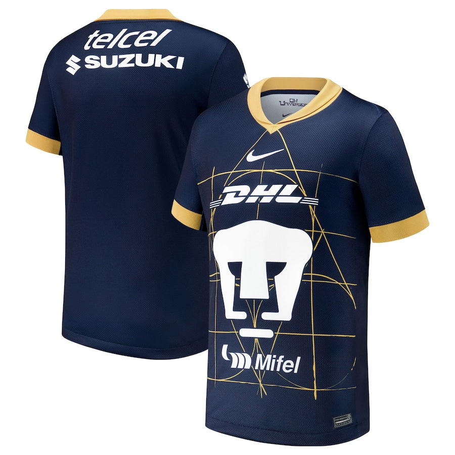 Youth Nike Navy Pumas 2024/25 Away Replica Jersey - Customizable