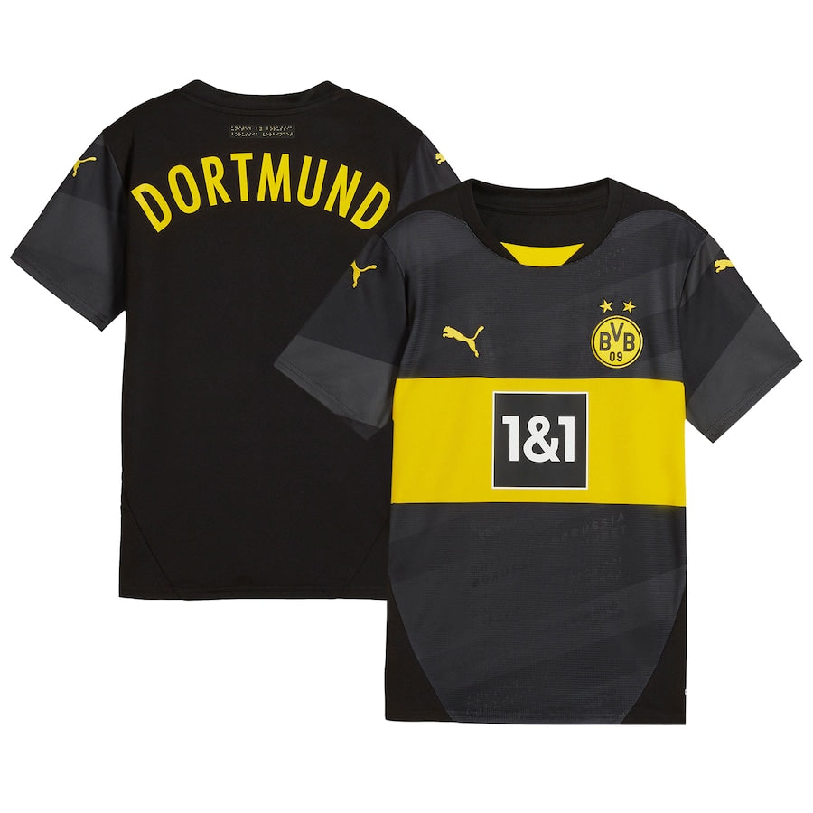 Youth Puma Black Borussia Dortmund 2024/25 Away Replica Jersey - Customizable