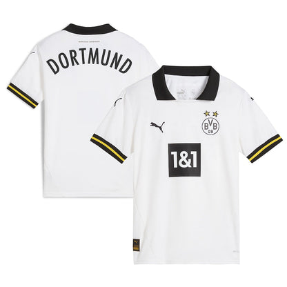 Youth Puma White Borussia Dortmund 2024/25 Third Replica Jersey - Customizable