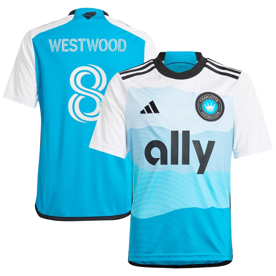 Youth adidas Ashley Westwood Blue Charlotte FC 2024 The Carolina Kit: Explore Replica Player Jersey