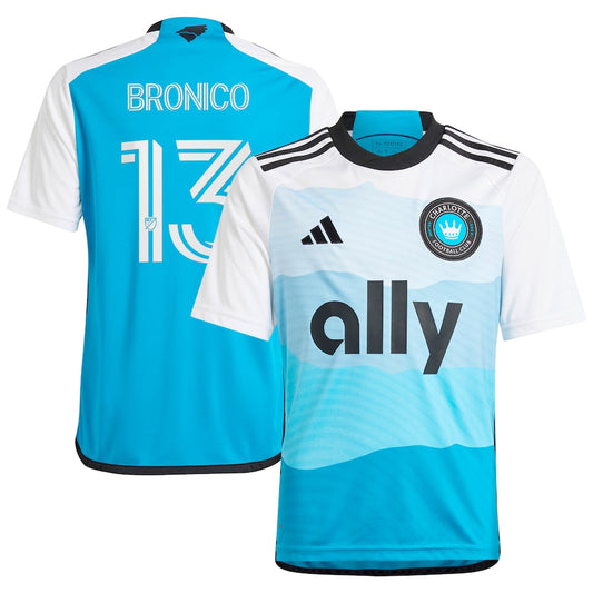 Youth adidas Brandt Bronico Blue Charlotte FC 2024 The Carolina Kit: Explore Replica Player Jersey