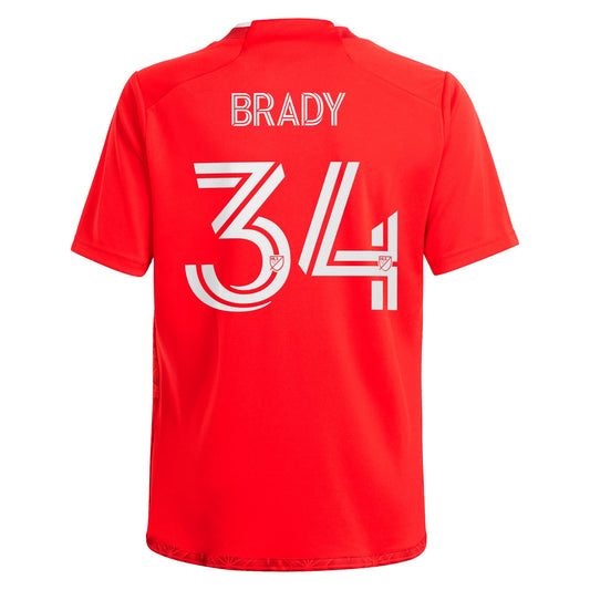 Youth adidas Chris Brady Red Chicago Fire 2024 Return To Red Replica Player Jersey