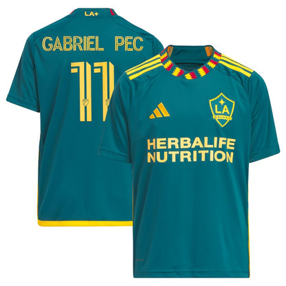 Youth adidas Gabriel Pec Green LA Galaxy 2024 LA Kit Replica Player Jersey