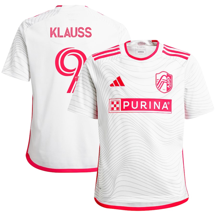 Youth adidas Jo?o Klauss White St. Louis City SC 2024 The Confluence Kit Replica Player Jersey