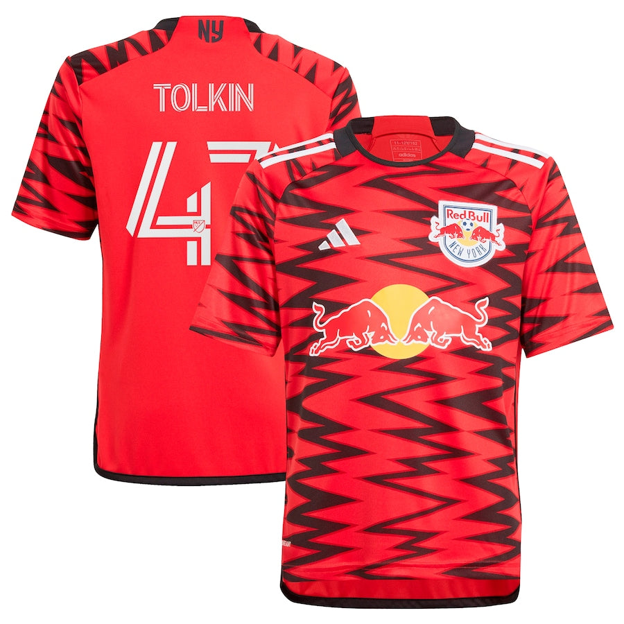 Youth adidas John Tolkin Red New York Red Bulls 2024 Legacy Replica Player Jersey