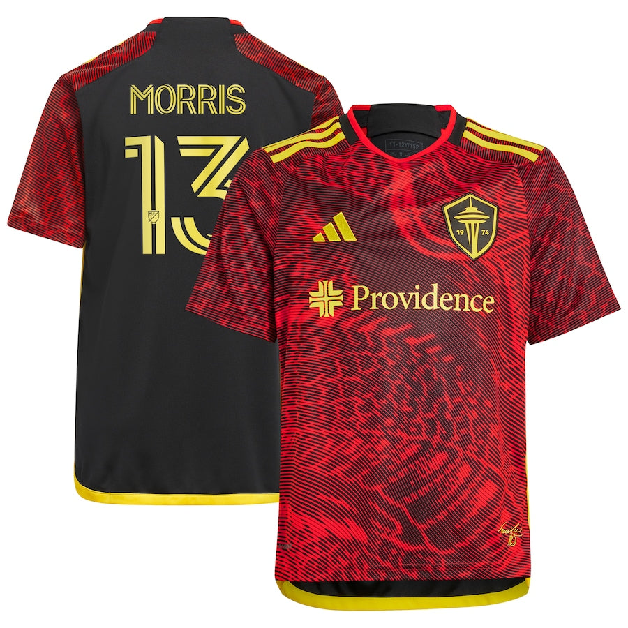 Youth adidas Jordan Morris Red Seattle Sounders FC 2024 The Bruce Lee Kit Replica Player Jersey