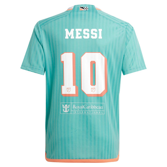 Youth adidas Lionel Messi Aqua Inter Miami CF 2024 Archive Replica Player Jersey